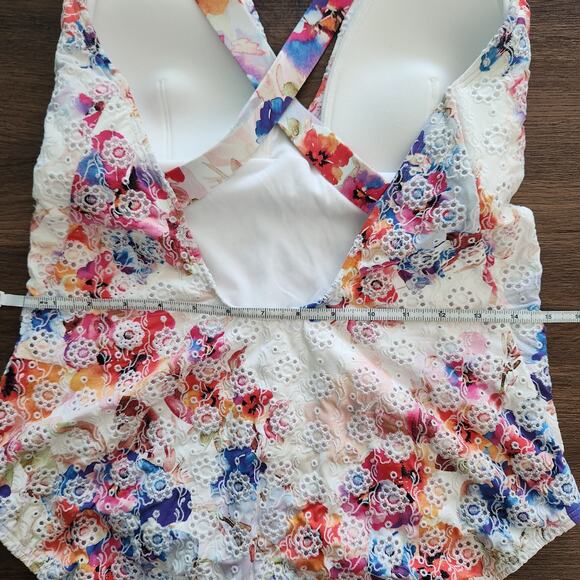 NWOT Johnny Was Summer Days Eyelet Crossback One Piece Swimsuit XL Boho Beach - Picture 6 of 7